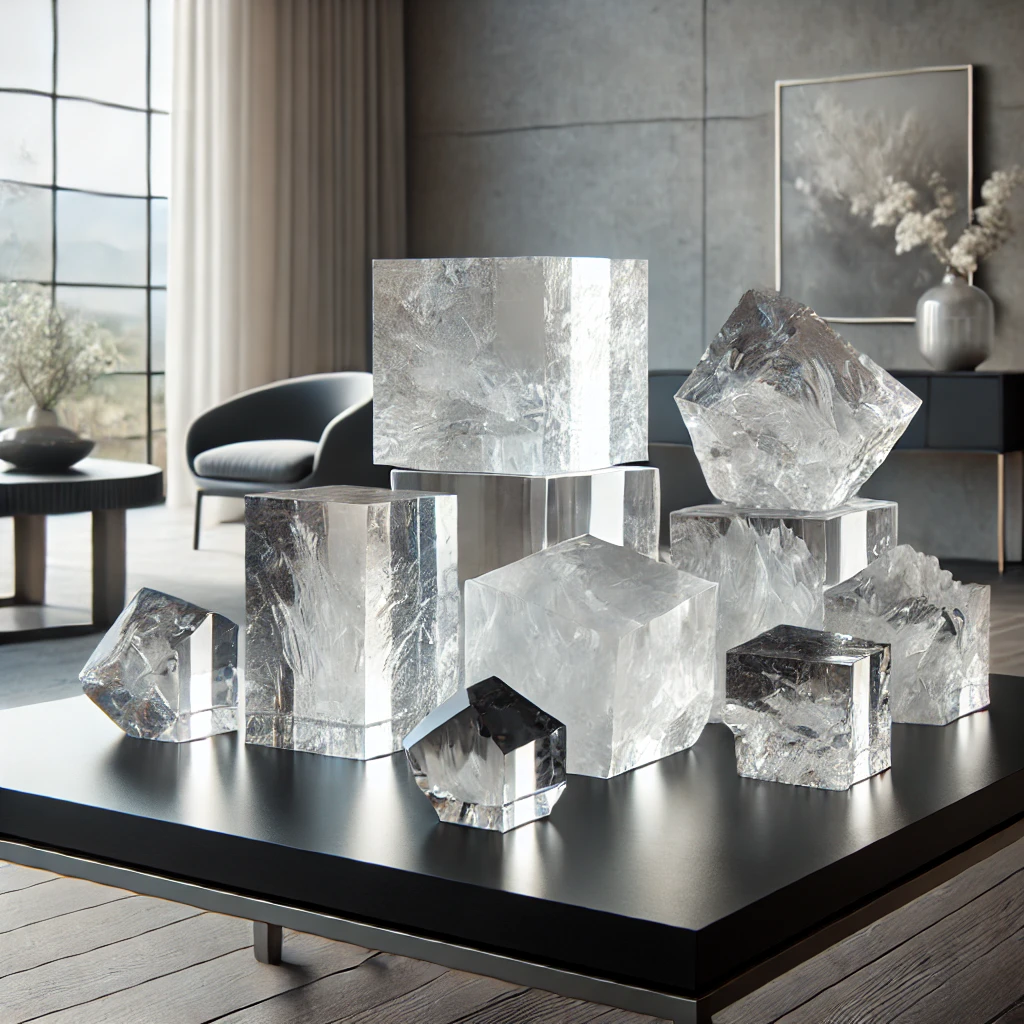 Quartz crystal wall light fixture in luxury bedroom