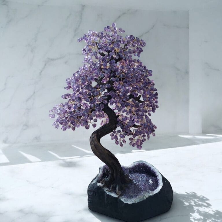 Decorative amethyst crystal tree